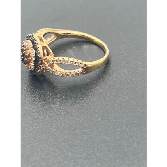 FZN CN Brown Clear Cubic Zirconia 18k Rose Gold Over Sterling Silver Ring Sz 7.5 - Picture 7 of 9